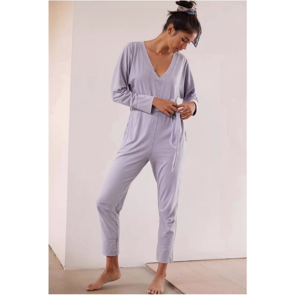 Anthropologie Comfy Knit Jumpsuit Lilac NWT SZ Medium - Picture 3 of 14